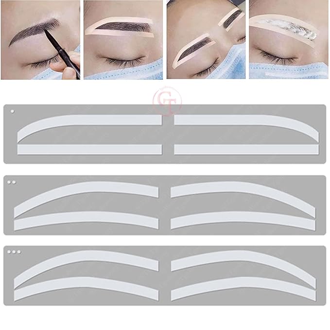 6 Pairs Eyebrow Tattoo Auxiliary Stickers Disposable Adhesive Eyebrow Template Sticker Women Disposable Adhesive Eyebrow Template Sticker (6 Pairs Sticker+1 Black Brow Pencil)