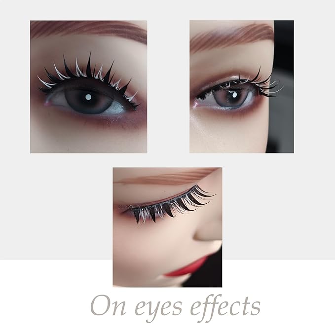 Cosplay Eyelashes Black and White Lashes Comic Style 3 Pairs for Party, Cosplay, Masquerade (Comic - black and white)