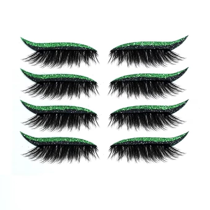 4 Pairs Black 2 IN 1 Fake Eyelashes Eyeliner Stickers, Reusable Adhesive Eyelash Stickers, Winged Quick Easy Application