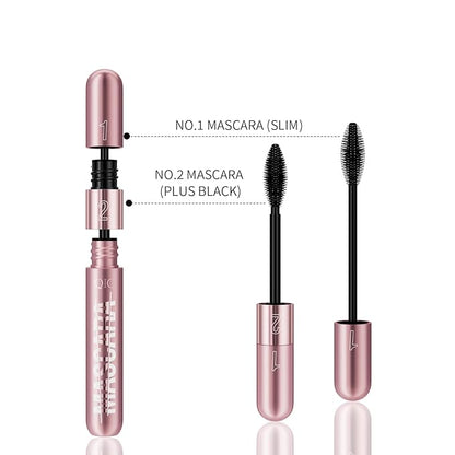 Mascara Brush Set with Long Lasting Mascara Pencil, Pink, black