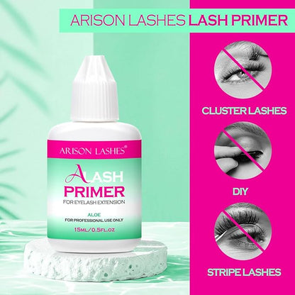 Lash Primer for Eyelash Extensions15ML Eyelash Primer Increase Lash Adhesive Bonding Power Pretreatment for Semi Permanent Lash Extension Ideal for Extend Lash Glue Retention Time(ALOE)