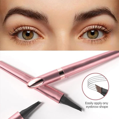 2025 Upgrade Microblading Eyebrow Pencil, 3D Waterproof 4-Tip Magic Eyebrow Pencil, Natural Makeup Long-Lasting Fine Stroke Magic, 4 Fork Tip 3D Microblading Waterproof (grey)