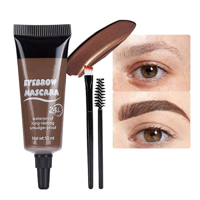 Tinted Thickening Eyebrow Mascara with Two Eyebrow Brushes,Brow Fast Sculpt,Waterproof,Transfer-proof,Eyebrow Tinting Kit- Cruelty Free - Light Medium Brown (1 Pack) (1Pc 02#Reddish Brown)