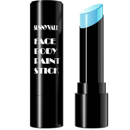 SUNNYVALE Halloween Light Blue Face Body Paint Stick Crea,Sweatproof Eye Black for Adults Sports, Hypoallergenic Grease Foundation Makeup for Nightmare Corpse Bride Avatar Sally Cosplay Costume