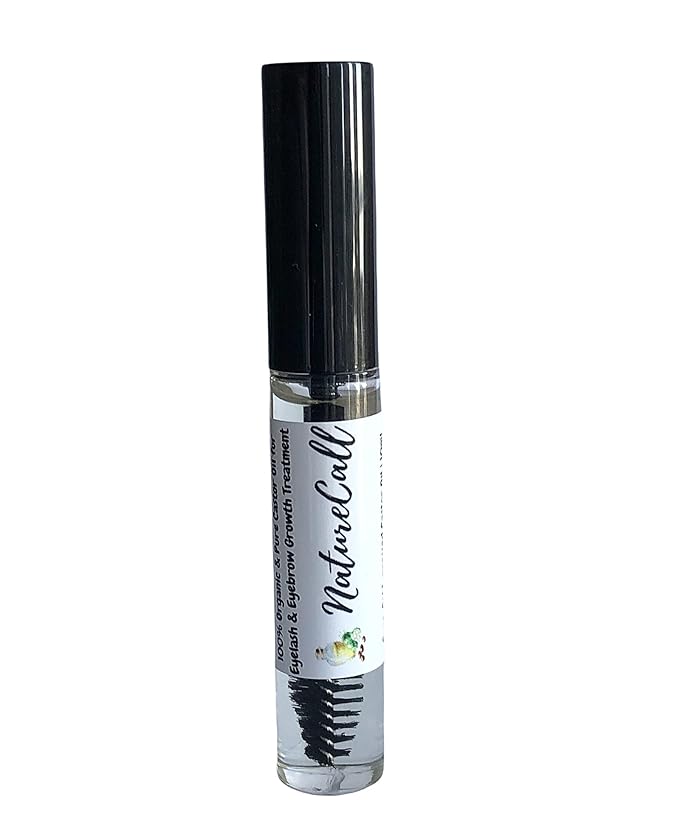 Organic Castor Oil eyelash serum, NatureCall Castor Oil for eyelash eyebrow growth, mascara tube, hair treatment pack of 1, 10ml, pack of 1