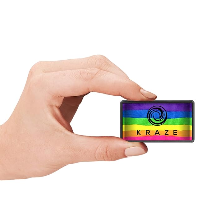 Kraze FX Dome Stroke - Bright Neon (25 gm), Water Activated, Professional UV Glow Blacklight Reactive Face and Body Painting Rainbow Cakes, Hypoallergenic, Safe, 1-Stroke Split Cake