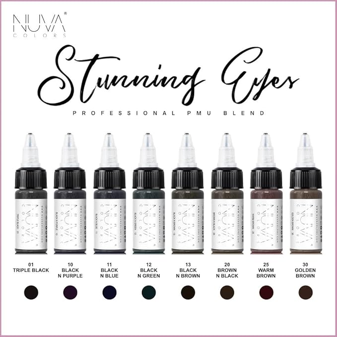 Permanent Eyeliner Pigment, Customizable, Cool Undertone for Microblading, Lash Line, Winged Eyeliner, Stardust or Smokey, Long-Lasting, Vegan, Made in USA, Eyeliner (8-Pack)