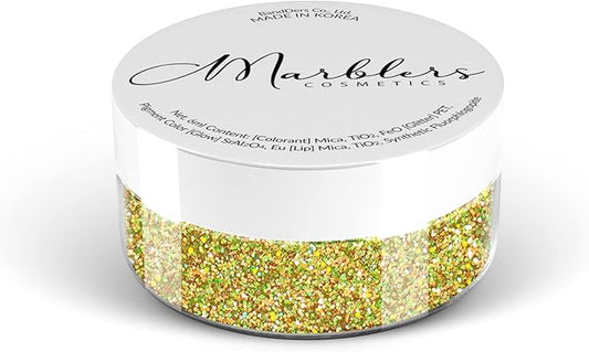MARBLERS Holographic Glitter [Holo Olive Gold] 0.18oz (5g) | Fine | Non-Toxic, Vegan, Cruelty-Free | Eyeshadow, Body Butter, Nail Polish, Nail Art | Party, Body, Face, Hair Makeup