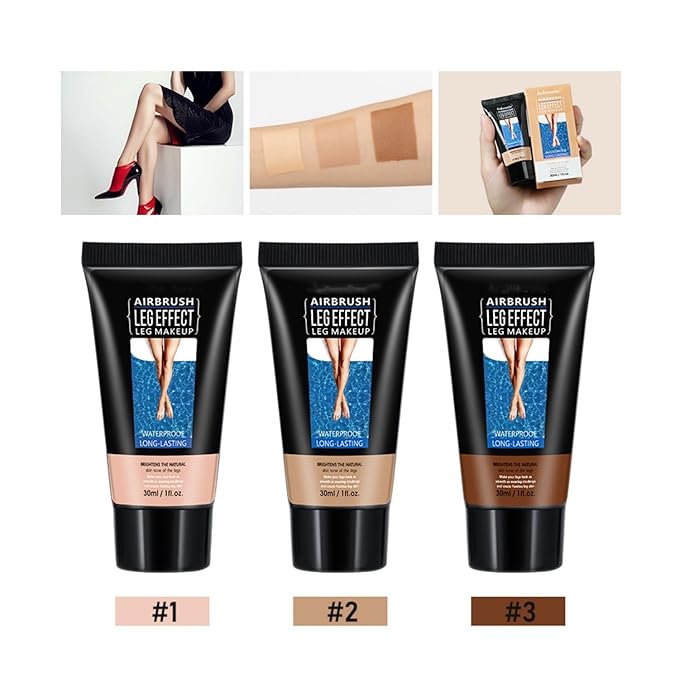 MAEPEOR 3 Colors Body Bronzers Waterproof No Transfer Flawless Looking Leg Makeup Light Leg and Body Scar Cover up Makeup/Tattoo Cover Up (30ML,02 Medium Golw）