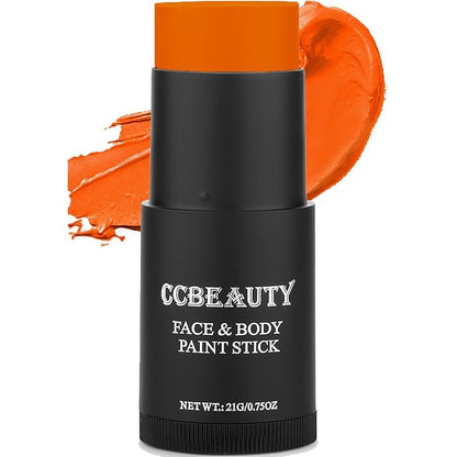 CCBeauty Orange Eye Black Baseball, Face Body Paint Stick Oil, EyeBlack Colors for Sports Softball Football, Hypoallergenic Kids Face Painting Kit for Halloween Stage Cosplay Costume Party