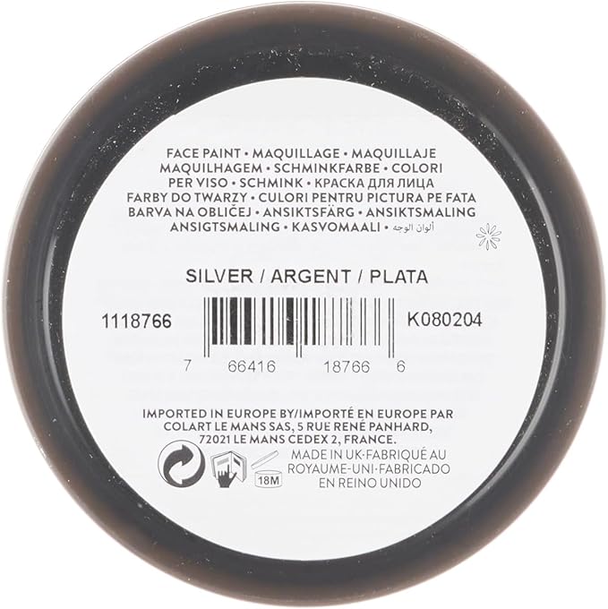 Snazaroo Metallic Face and Body Paint, 18.8g (0.66-oz) Pot, Silver