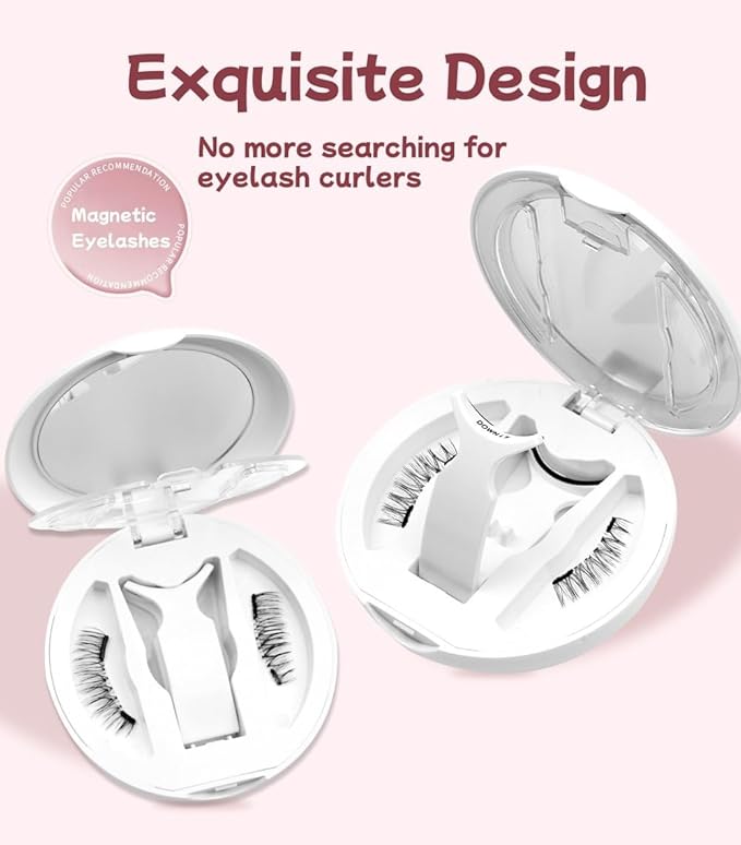 Magnetic Eyelashes,Magnetic Eyelashes with Applicator,New Integrated Box Design,No Glue or Liquid Eyeliner Needed,Magnetic Eyelashes with 2 in 1 Eyelashes Box (Elongated Style)