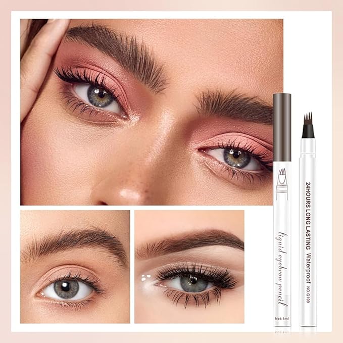 Microblading Eyebrow Pen, Waterproof Microblading Eyebrow Pen Pencil Natural Makeup Fine Stroke Eyebrow Pencil, Upgraded Eye Brown Makeup Long-Lasting Waterproof Eyebrow Pencil (Gray)