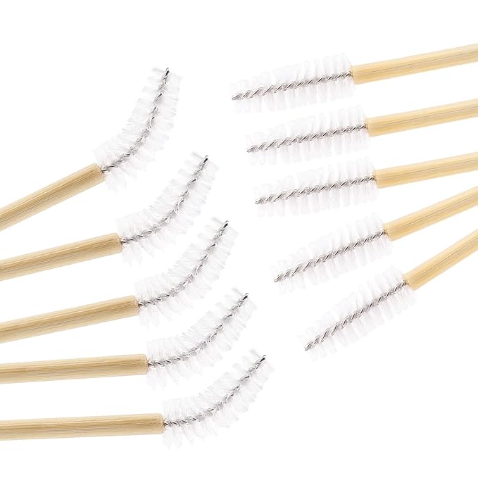 Tbestmax 150 Disposable Mascara Wands Eyelash Brush Spoolies for Eye Lash Extension Eyebrow Bamboo Stick White