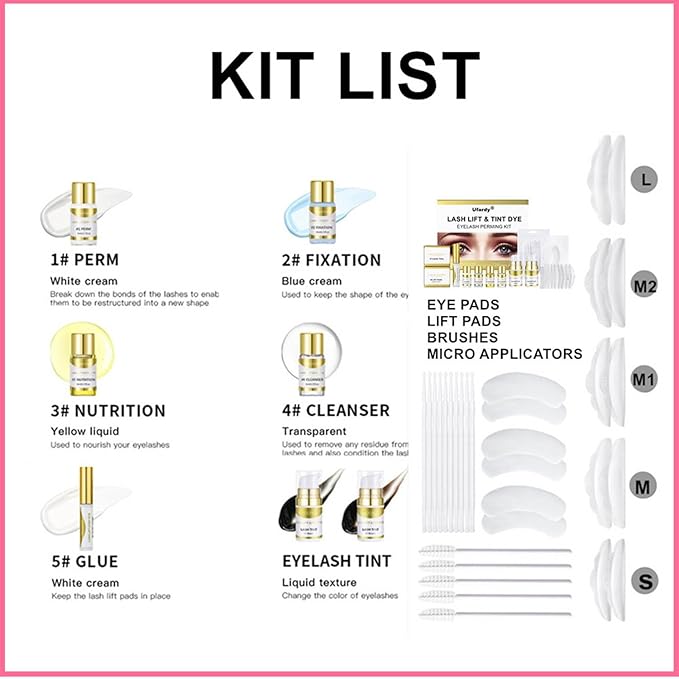 Lash Lift Kit Professional, [ 6 IN 1 UPGRADED Version ] at Home Lash Lift Kit with Detailed Instructions Easy for Beginner DIY Use, Lash Perm Kit, Eyelash Lift Kit 5 Pairs (Brown + Black)