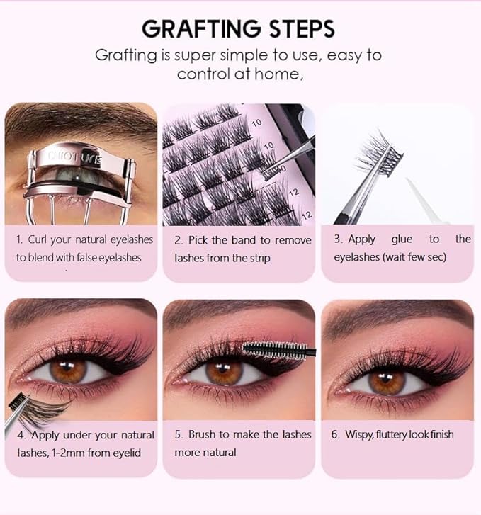 Eyelash Clusters -Wispy Lash Clusters, Individual Lashes, Mixed Lash Clusters, False Eyelash Extensions, DIY Lash Extension for Self Application (FD10-4 C-Curl 0.05D 70D 110PCS 10-14mm Mix)