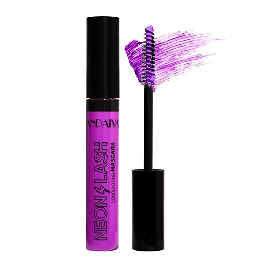 GL-Turelifes UV Glow Mascara, Rainbow Color Fluorescence Mascara, Neon Colorful Mascara Waterproof, Extensions Eyelashes Curling Lengthening Eye Lashes Halloween Festival Party Stage Use (#6 Purple)