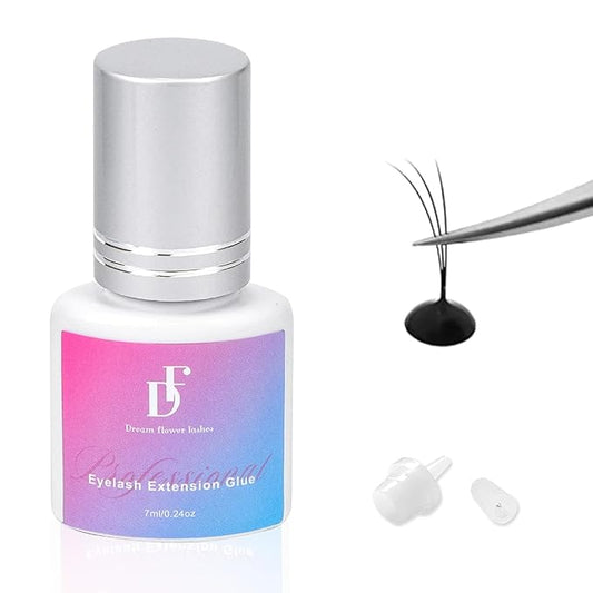 Lash Extension Glue Strong Hold Waterproof Lashes Glue for Eyelash Extensions 1S Drying Time 8 Weeks Retention Long Lasting Anti-Oil Black Eyelashes Adhesive Professional Use Only