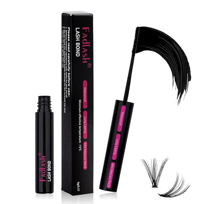 Individual Lash Glue Black Lash Bond DIY Lash Extension Glue Waterproof Cluster Lash Glue Long Lasting 48-72 Hours Eyelash Glue with Mascara Wand Eyelash Extension Glue