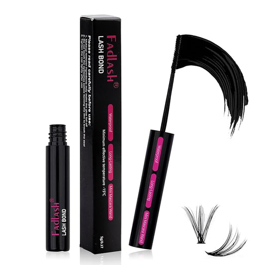 Individual Lash Glue Black Lash Bond DIY Lash Extension Glue Waterproof Cluster Lash Glue Long Lasting 48-72 Hours Eyelash Glue with Mascara Wand Eyelash Extension Glue
