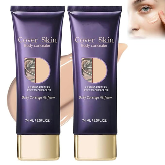 All Over Complexion Perfector, Waterproof Body Makeup, Tattoo Cover Up Makeup, Body Concealer for Body and Legs (2 Pcs)