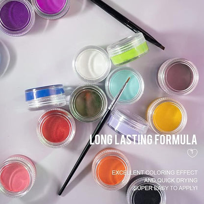 Water Activated Vivid Eyeliner - Influencers Choice Matte Colorful Wet Liner - Smudge Proof Face Body Paint Long Lasting Formula - 10 Grams per Container (Mexico - Green)