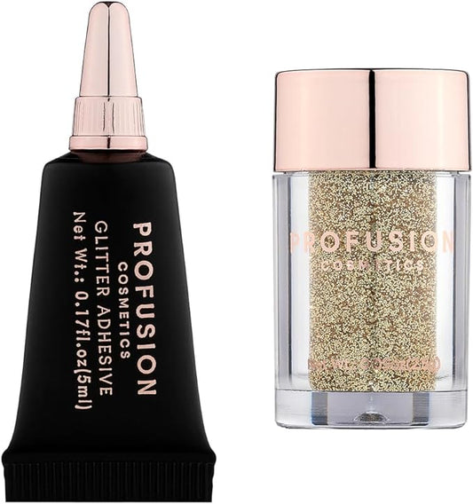 Profusion Cosmetics Sparkle On The Go Loose Glitter and Adhesive, Shine Bright Anywhere with Portable Glitter Ornament for Sparkling Looks, Rise Your Makeup Look with Premium Makeup Kits