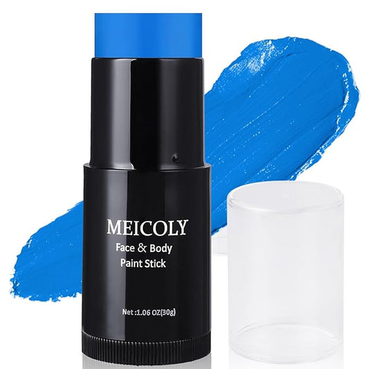 MEICOLY Blue Face Paint Stick (1.06 Oz), Scary Clown Makeup, Blue Eye Black Baseball, Body Paint Stick for Halloween, Smurf Mystique Cosplay, Avatar SFX Makeup
