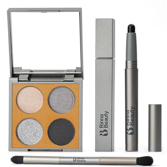Rinna Beauty Smoke Show Iconic Eye Kit with Vegan Diamond Noir Jet Black Eye Crayon, Lash Out Mascara, Eye Shadow Quad, Matte Black, Sparkling Silver, Matte Gunmetal Grey, White - 1 each