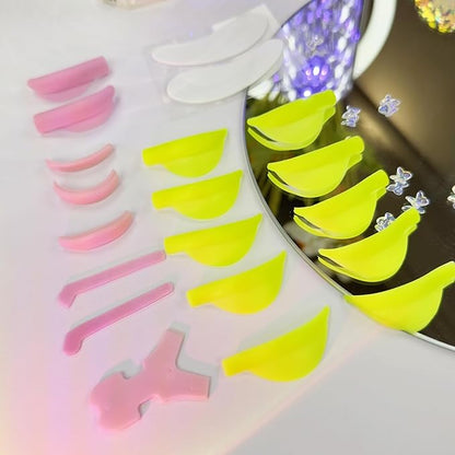 Lash Lift Shields C Curl Eyelash Lifting Shield Lami Lamination Roller Silicone Perm Rod Soft Lash Perming Pad Set For Lash Lift and Tint- Ribbons & Eye Patches (Lemon Flat C Curl Rods)