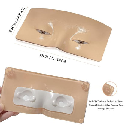 Makeup Practice Face Board, Resusable 3D Makeup Mannequin Face, Eyes Makeup Practice Face with Makeup Kit for Makeup Student and Beginner to Practice Eyeshadow Eyeliner Eyebrow Makeup & Lash Extension