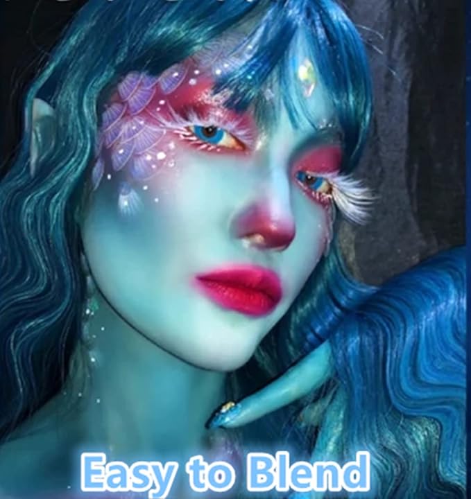 Go Ho Light Blue Face Paint Washable for Halloween Makeup,Creamy to Gel Water Based Body Paint Full Coverage for Adults Children Cosplay Corpse Bride SFX Costumes Festivals Makeup,25g
