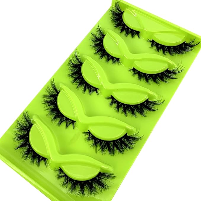 HBZGTLAD New 3D Cat-Eye Mink Eyelashes Curled Winged Natural Realistic Messy End Eye Elongated Thick False Eyelashes Soft Fake Eyelashes (MF-6)