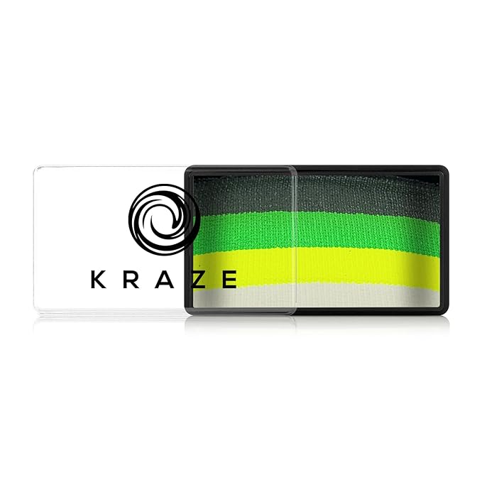 Kraze FX Dome Stroke - Meadow (25 gm), Professional 1-Stroke Split Cake, Hypoallergenic, Non-Toxic, Water Activated Face & Body Painting Makeup Supplies for Sensitive Skin, Kid Safe, Adults