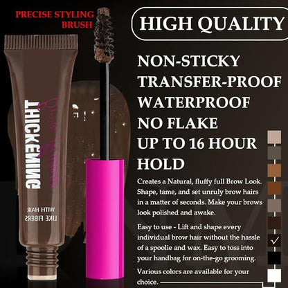 Tinted Thickening Brow Mascara,Brow Fast Sculpt,Waterproof, Transfer-proof, Brush to Fill in Eyebrows and Cover Gray Hairs - Cruelty Free - Light Medium Brown (1pc 07 Espresso)