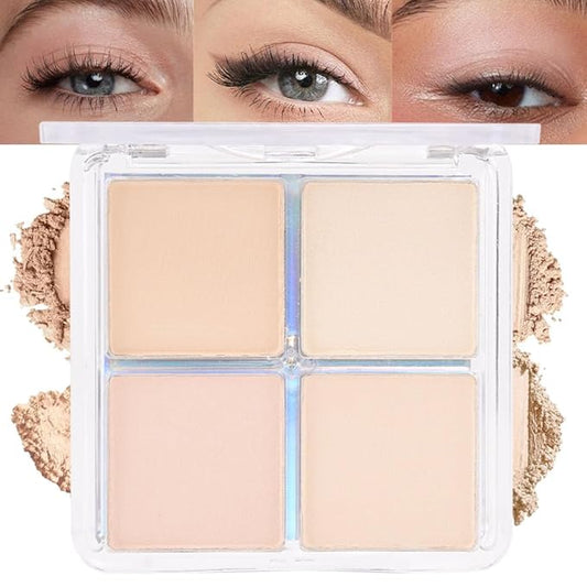 evpct Eyeshadow Quad Palette, Light Nude Pink Beige Ivory Champagne Glitter Shimmer Metallic Matte High Pigment Primer Mini Eye Shadow Palette Makeup for older Women, Smudge Proof Vegan, Bright Nudes