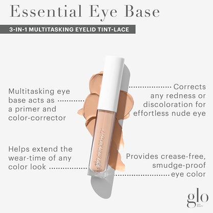 Glo Skin Beauty Essential Eye Base - 3-in-1 Multitasking Eyelid Tint, Primer & Color Corrector - Vegan Shades (Lace)