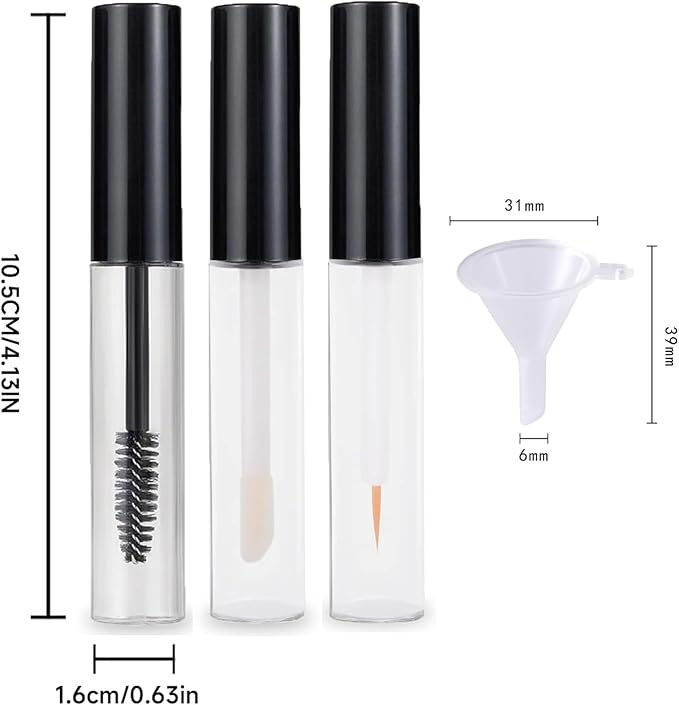 Pink Empty Mascara Tubes, 3 PCS 10ML Empty Mascaras Tube and Wand, Eyeliner Tube and Lip Gloss Tubes for Castor Oil Mascara Makeup