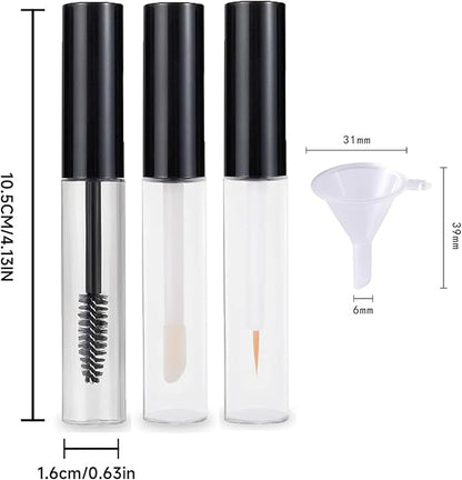 Pink Empty Mascara Tubes, 3 PCS 10ML Empty Mascaras Tube and Wand, Eyeliner Tube and Lip Gloss Tubes for Castor Oil Mascara Makeup