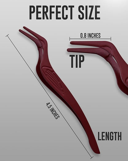 Eyelash Applicator Tool in Leather Case -Best Lash Cluster Applicator-with Stainless Steel Curved Design Lash Applicator Use for Wisps Lashes(Nude) (Maroon)