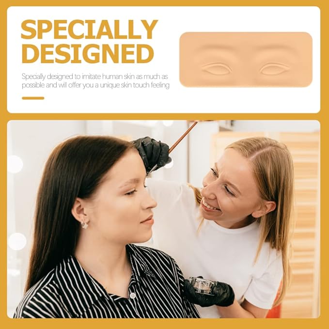 Silicone Eyebrow Tattoo Practice Skin 2Pcs Microblading Fake Makeup Skin Sheets Eyebrow Model Eyeliner Tattoos Latex Skin for Beginners