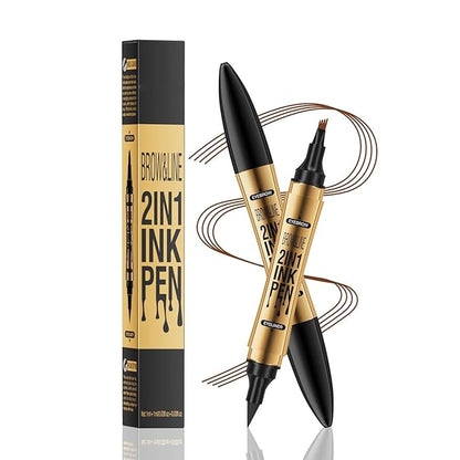 2 in 1 Magic Eyebrow Pencil, 4 Tip Microblade Eyebrow Pen Microblading Eyebrow Pencil Contouring Pen for Natural Daily Look Eyebrow Makeup