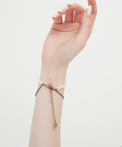 Gothic Pearl Lace Steampunk Wristband Vintage Pearl Pendant Tassel Lace Hand Chain with Finger Ring Lolita Lace Hand Accessories for Women and Girls (Style 7)