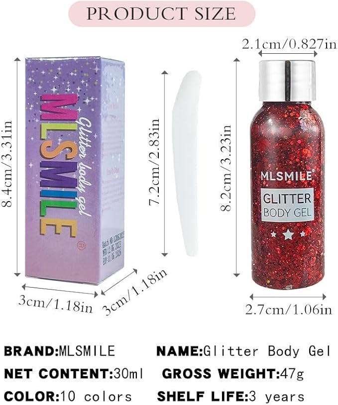 Body Glitter Gel Nail Hair Body Face Flash Eye Shadow Glitter Cream Chunky Glitter Mermaid Scale Sequins Festival Painting Decoration Makeup (06# Purple)