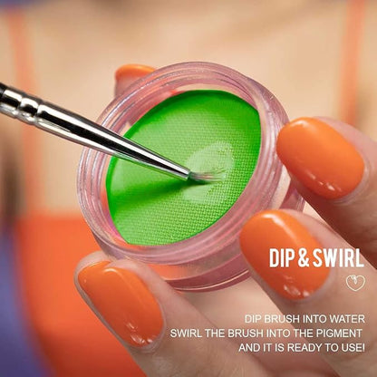 Water Activated Vivid Eyeliner - Influencers Choice Matte Colorful Wet Liner - Smudge Proof Face Body Paint Long Lasting Formula - 10 Grams per Container (Mexico - Green)