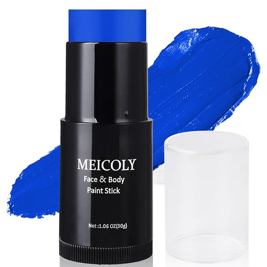 MEICOLY Blue Face Paint Stick, Waterproof Dark Blue Body Paint for Halloween SFX, Avatar, Smurf, Mystique Makeup - 1.06 Oz Eye & Face Paint