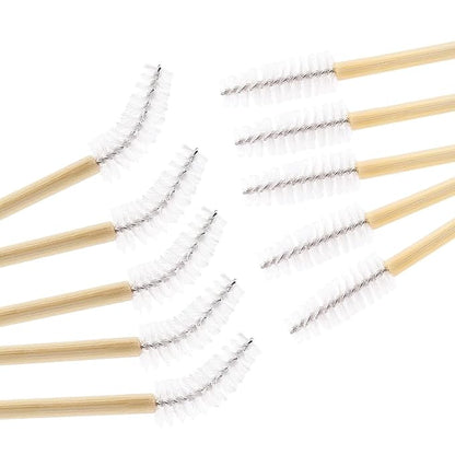 Tbestmax 300 Disposable Mascara Wands Eyelash Brush Spoolies for Eye Lash Extension Eyebrow Bamboo Stick White