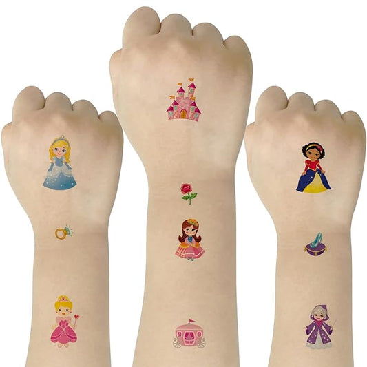(Pack of 10 Sheets) Princess Waterproof Temporary Tattoo Stickers for Kids Boys and Girls, Party Favors Decorations