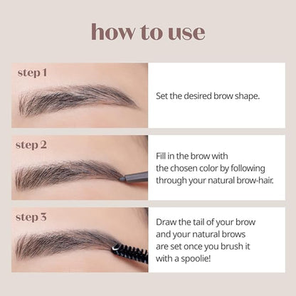 ETUDE Bare Edge Brow Pencil 05 Mild Taupe | A hexagon-shaped slim brush that delicately coats every strand of eyelashes | Brow Mascara | Zero Clump & No Bushy Brows, Korean Makeup, Perfect for Gift
