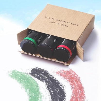 3 Colors Camo Face Paint Eye Black Stick Anti-Sun Portable Camouflage Suit Waterproof Easy Removal Equipment Outdoor Camping Supplies Bulk Baseball/Softball/Football Sport Hunting